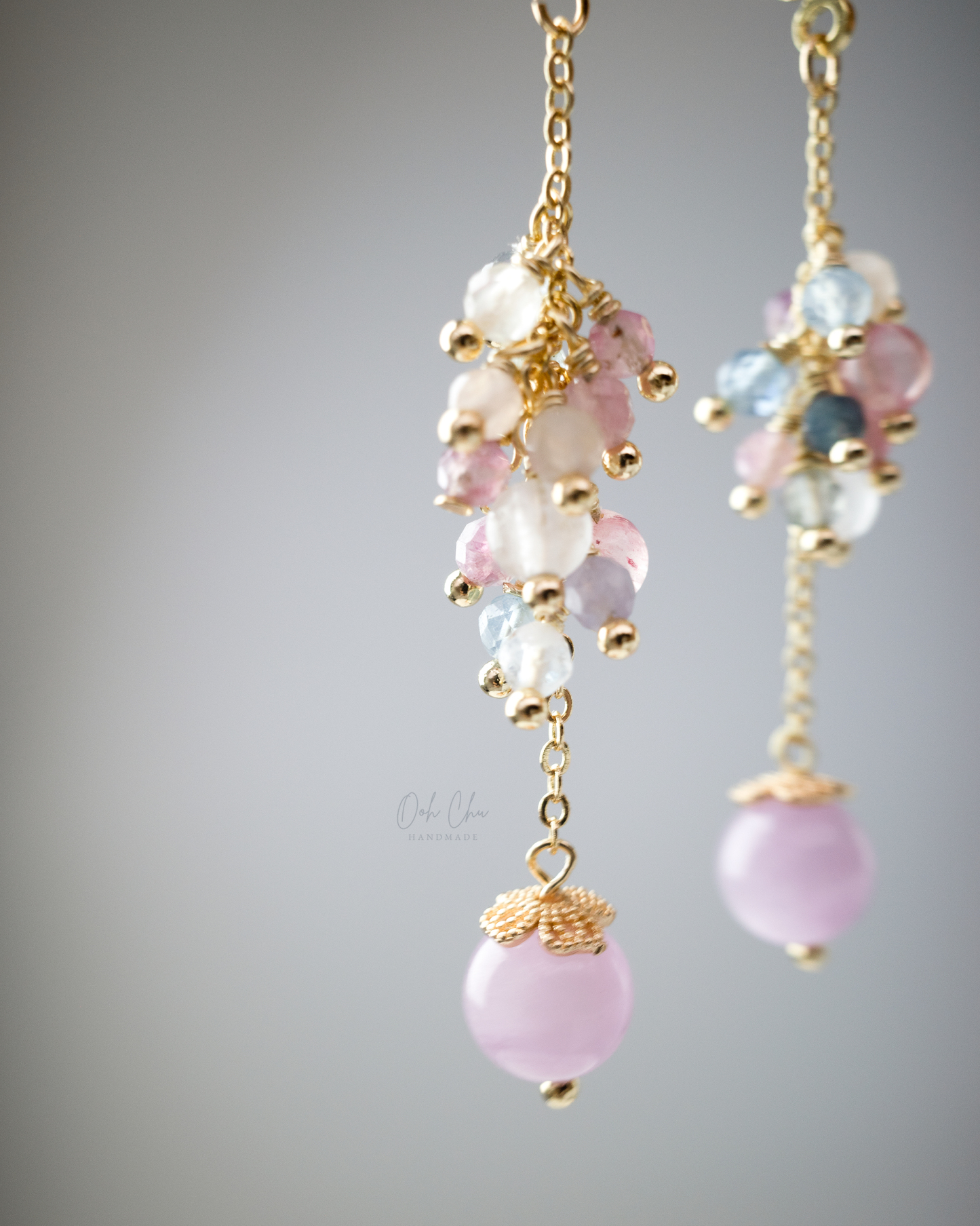 Natural Kunzite Dangle Earrings — Exquisite Handcrafted Jewelry, 14K Gold-Filled.