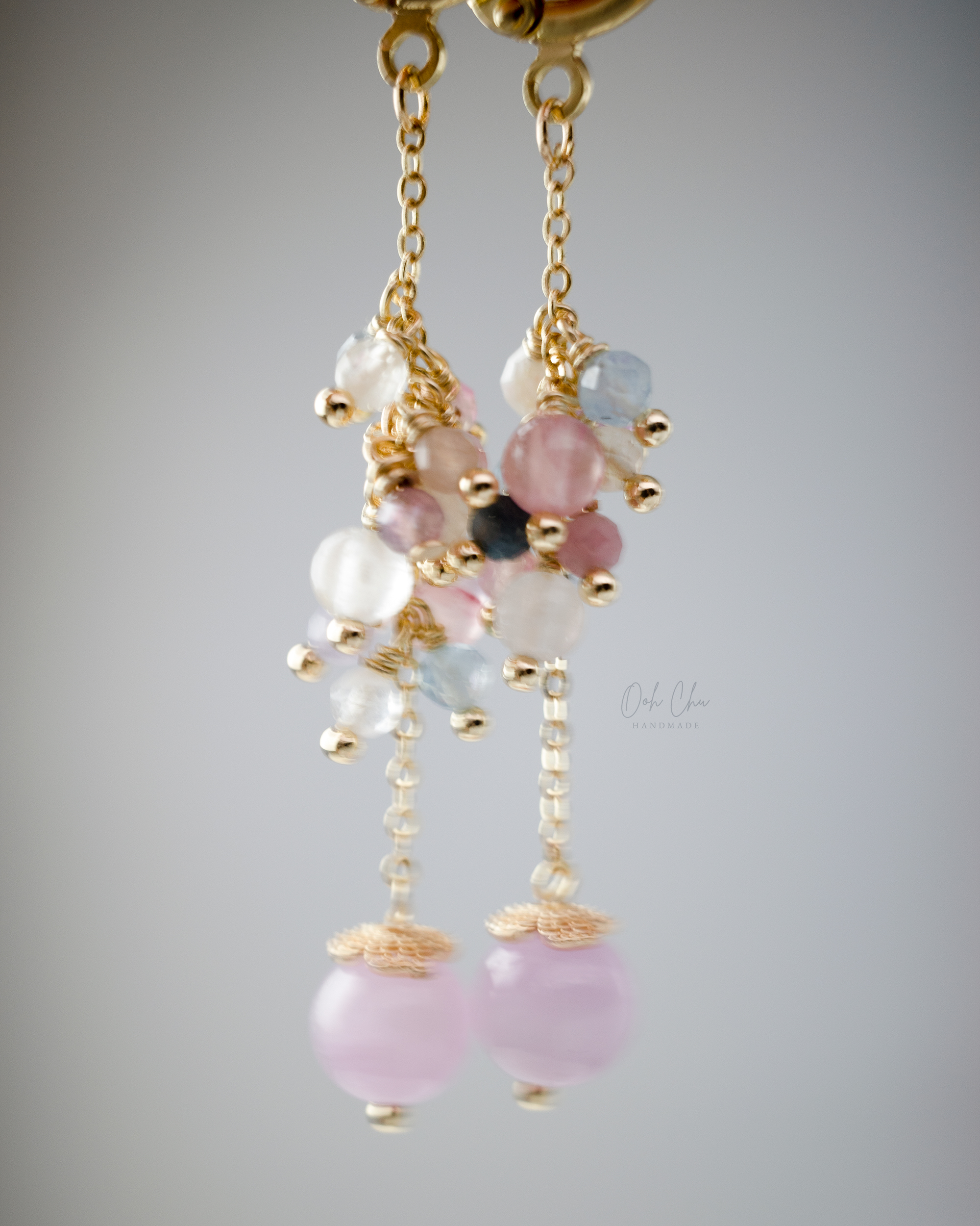 Natural Kunzite Dangle Earrings — Exquisite Handcrafted Jewelry, 14K Gold-Filled.