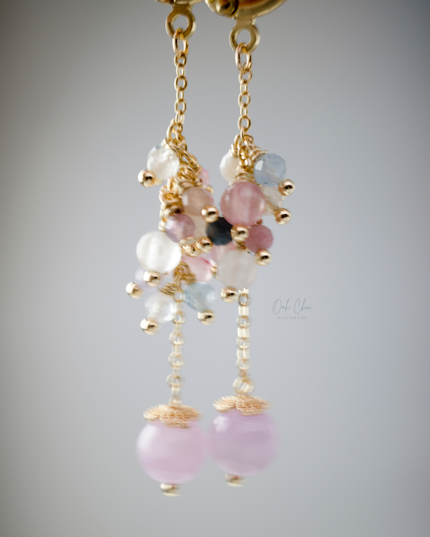 Natural Kunzite Dangle Earrings — Exquisite Handcrafted Jewelry, 14K Gold-Filled.