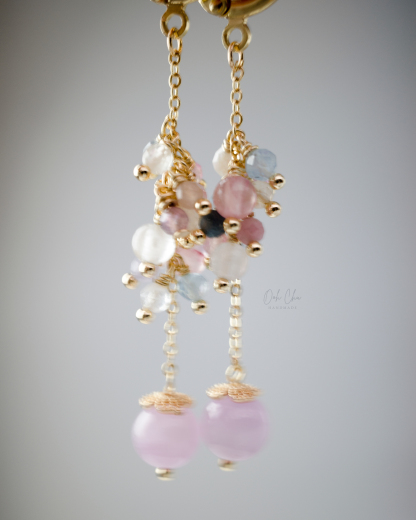 Natural Kunzite Dangle Earrings — Exquisite Handcrafted Jewelry, 14K Gold-Filled.