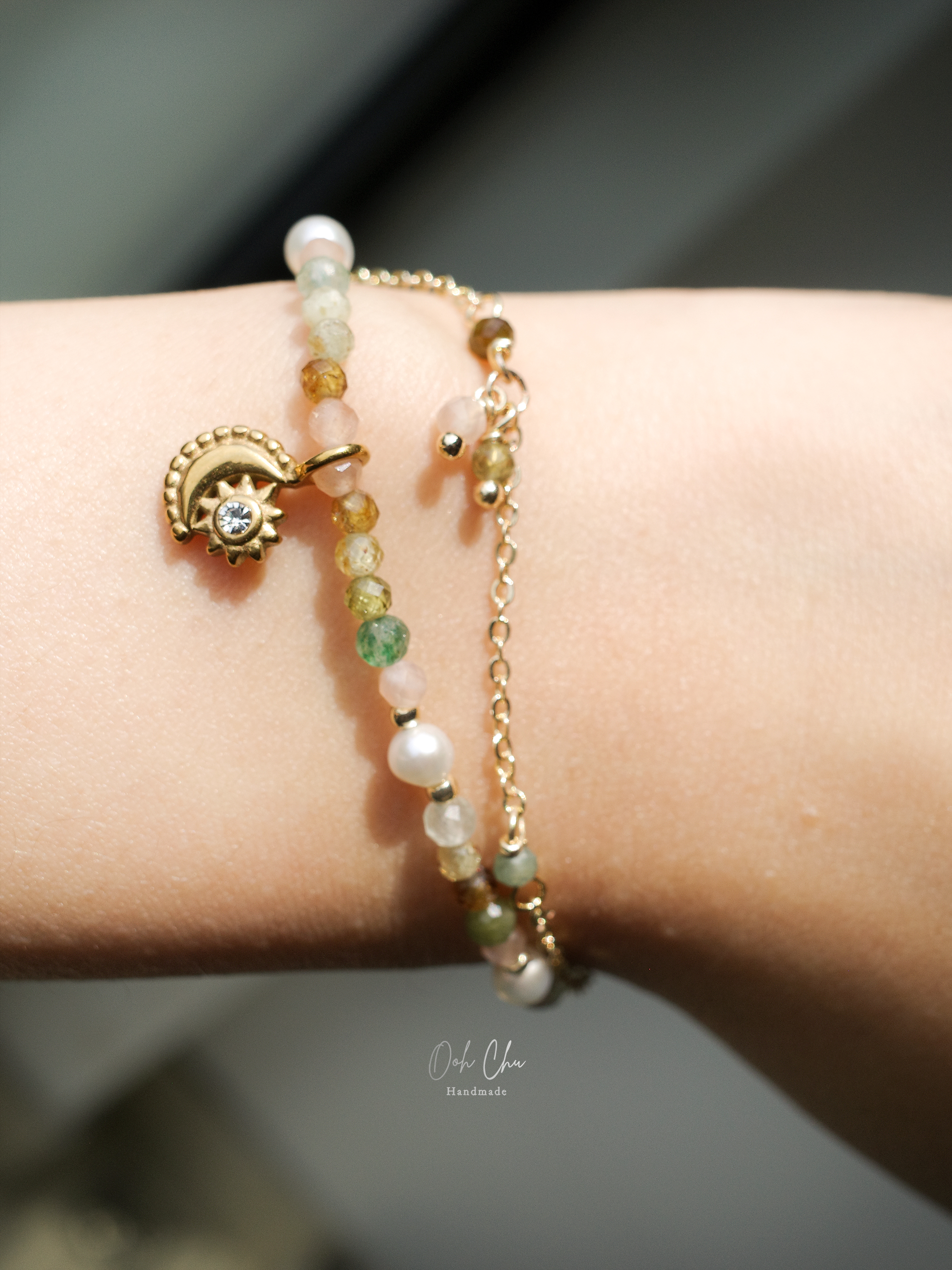 The Wizard of Green – Green Strawberry Quartz Vintage Double-Layered Bracelet