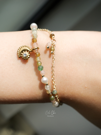 The Wizard of Green – Green Strawberry Quartz Vintage Double-Layered Bracelet