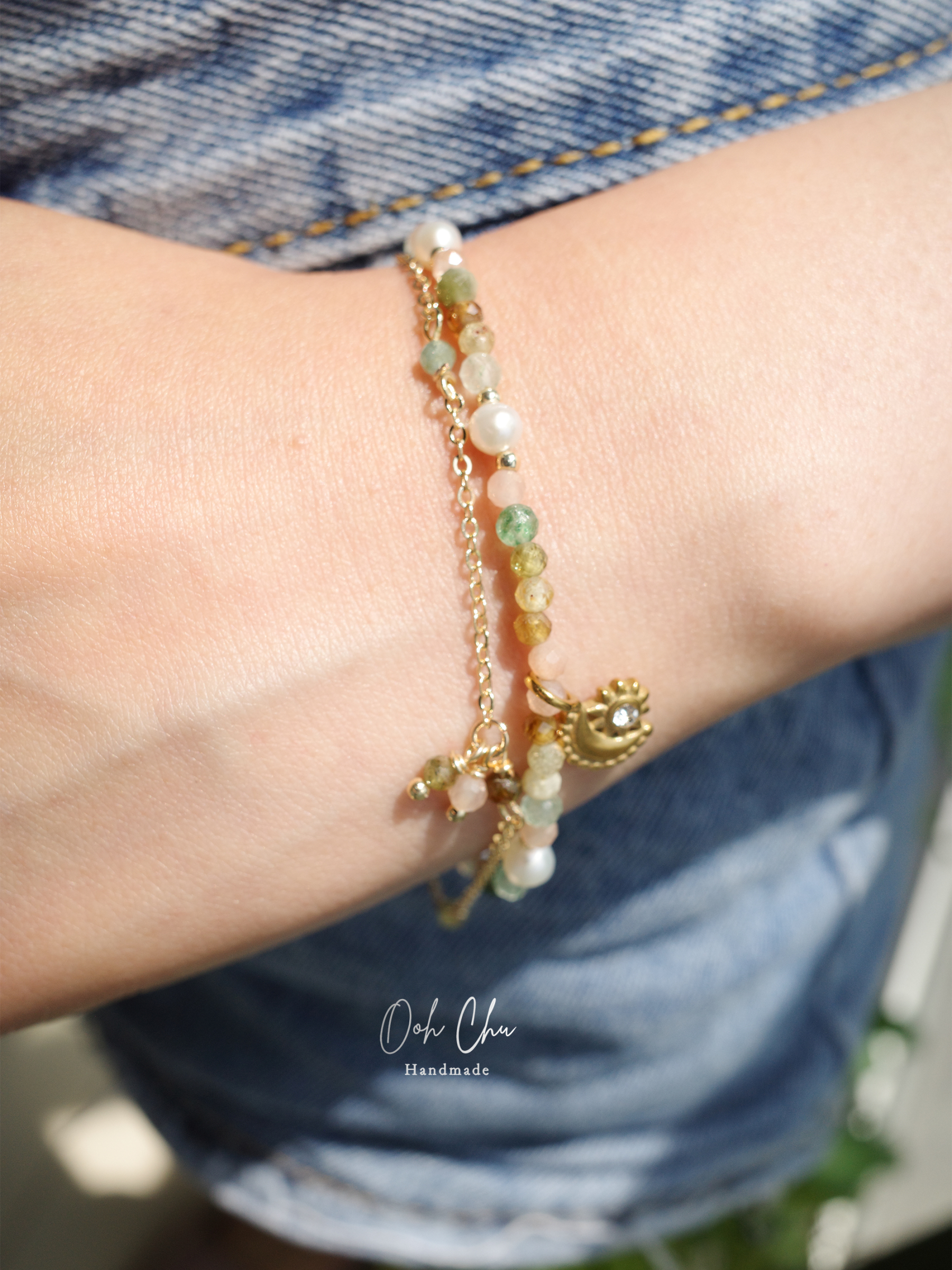 The Wizard of Green – Green Strawberry Quartz Vintage Double-Layered Bracelet
