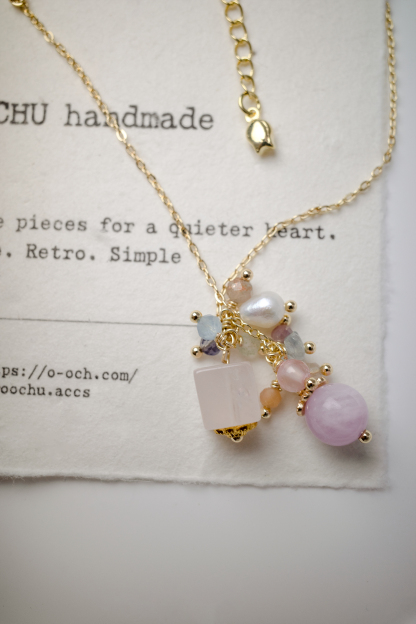 Lavender Promenade - Kunzite ✕ Rose Quartz ✕ Baroque Pearl Handmade Necklace