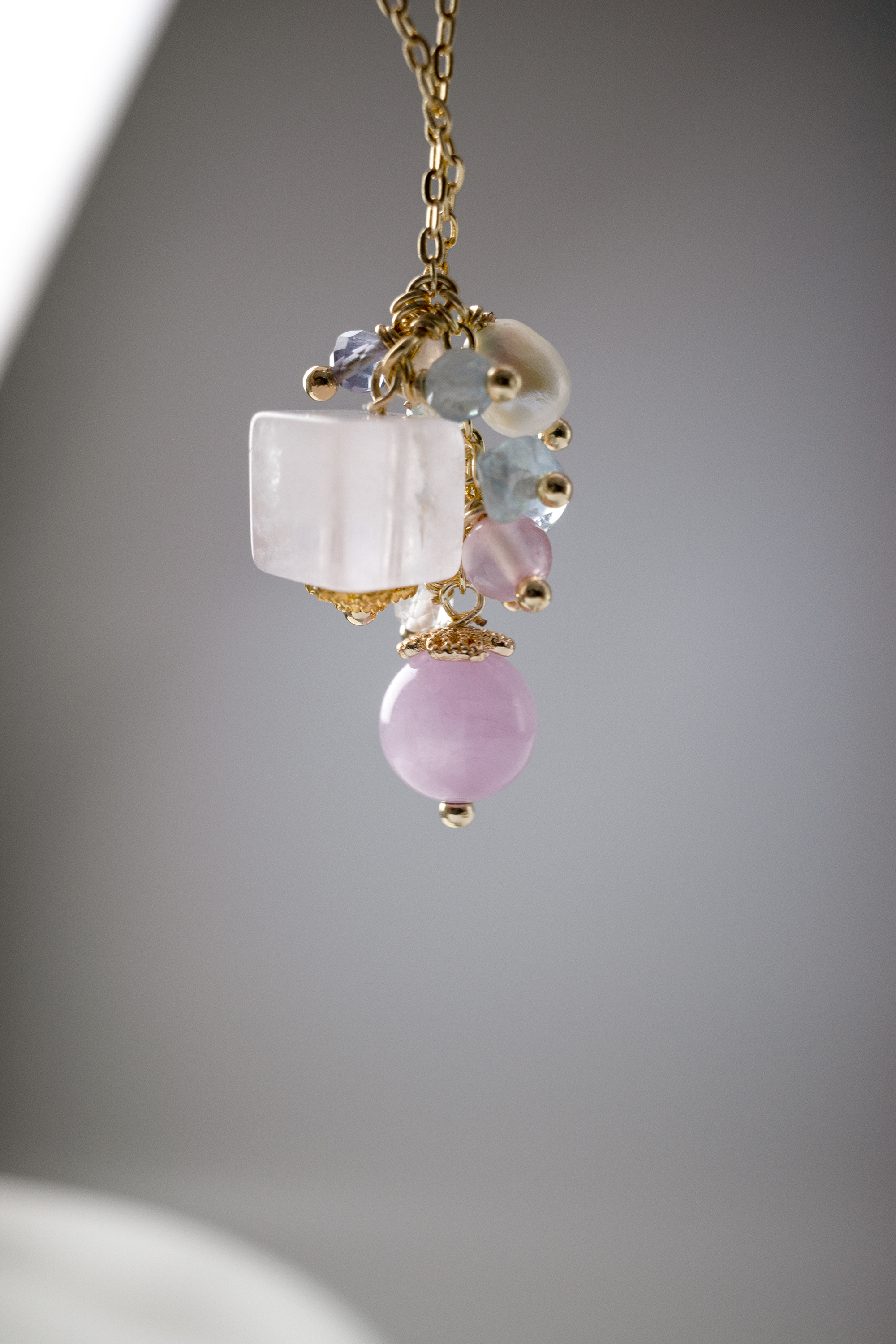 Lavender Promenade - Kunzite ✕ Rose Quartz ✕ Baroque Pearl Handmade Necklace