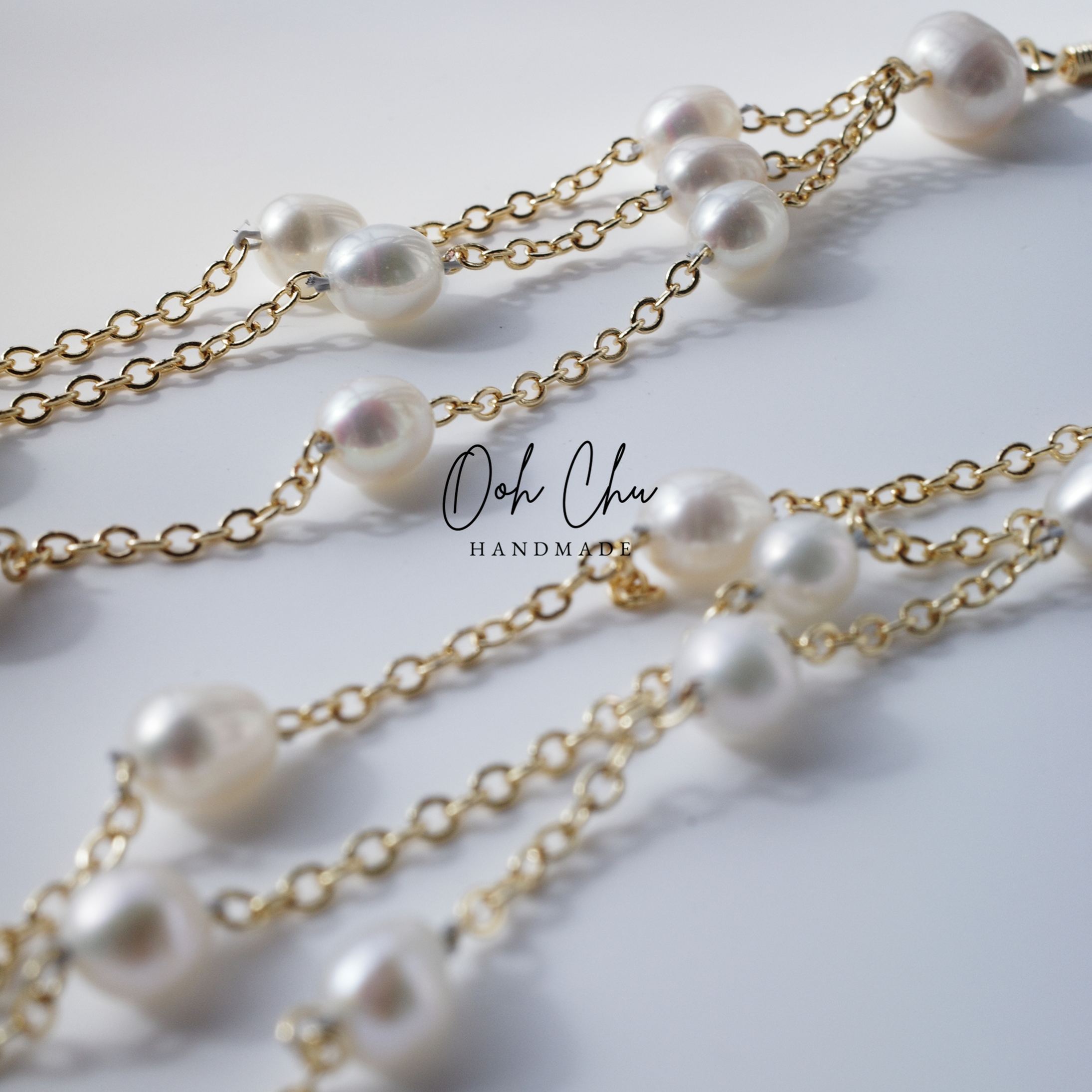 natural freshwater pearls irregular organic luster multi layer tassel handcrafted gold filled earrings detail