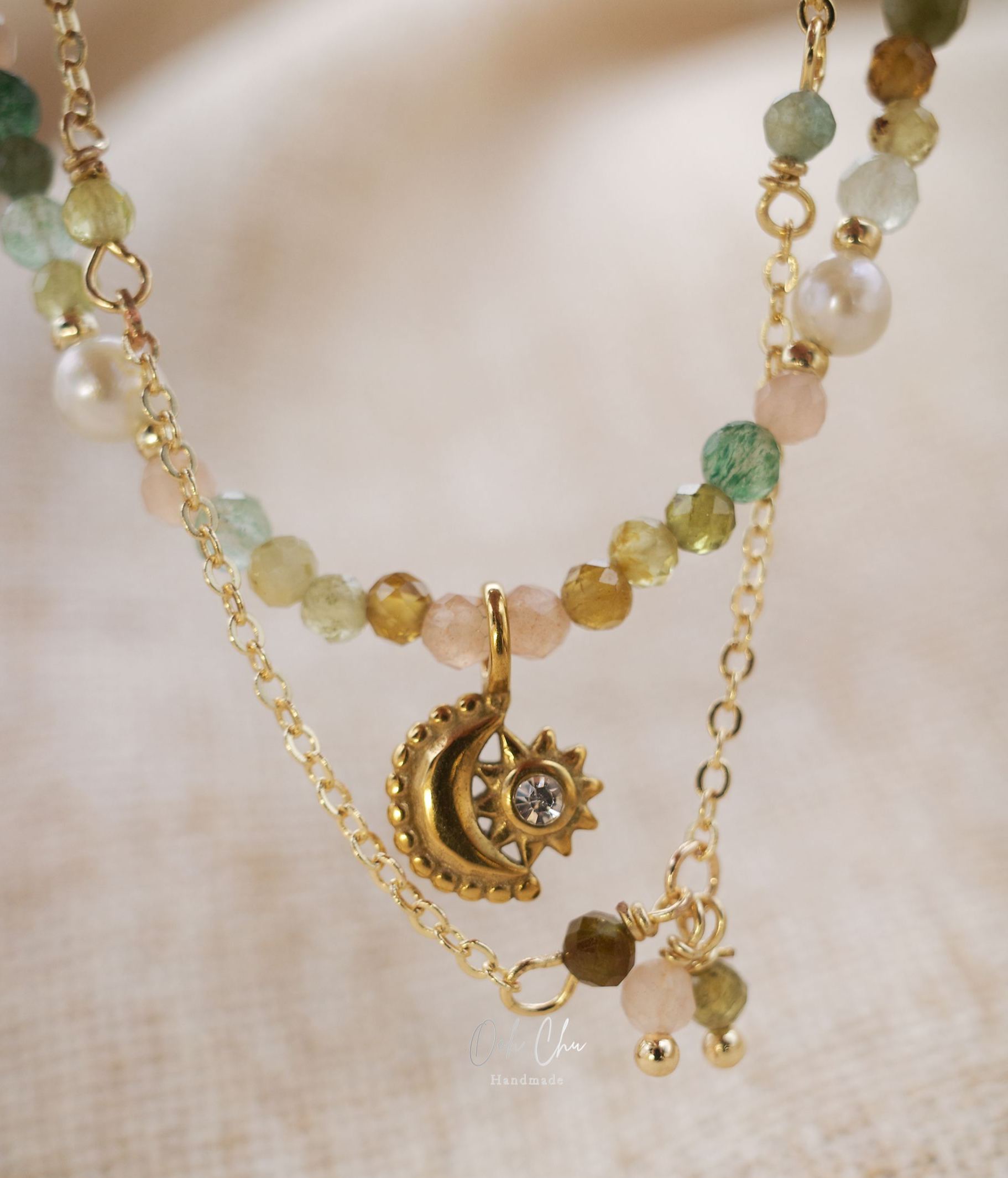 The Wizard of Green – Green Strawberry Quartz Vintage Double-Layered Bracelet