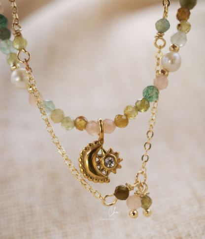 The Wizard of Green – Green Strawberry Quartz Vintage Double-Layered Bracelet