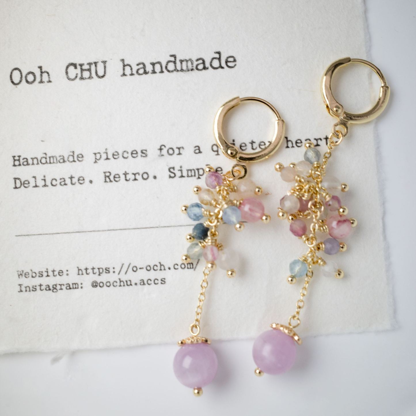 Natural Kunzite Dangle Earrings — Exquisite Handcrafted Jewelry, 14K Gold-Filled.