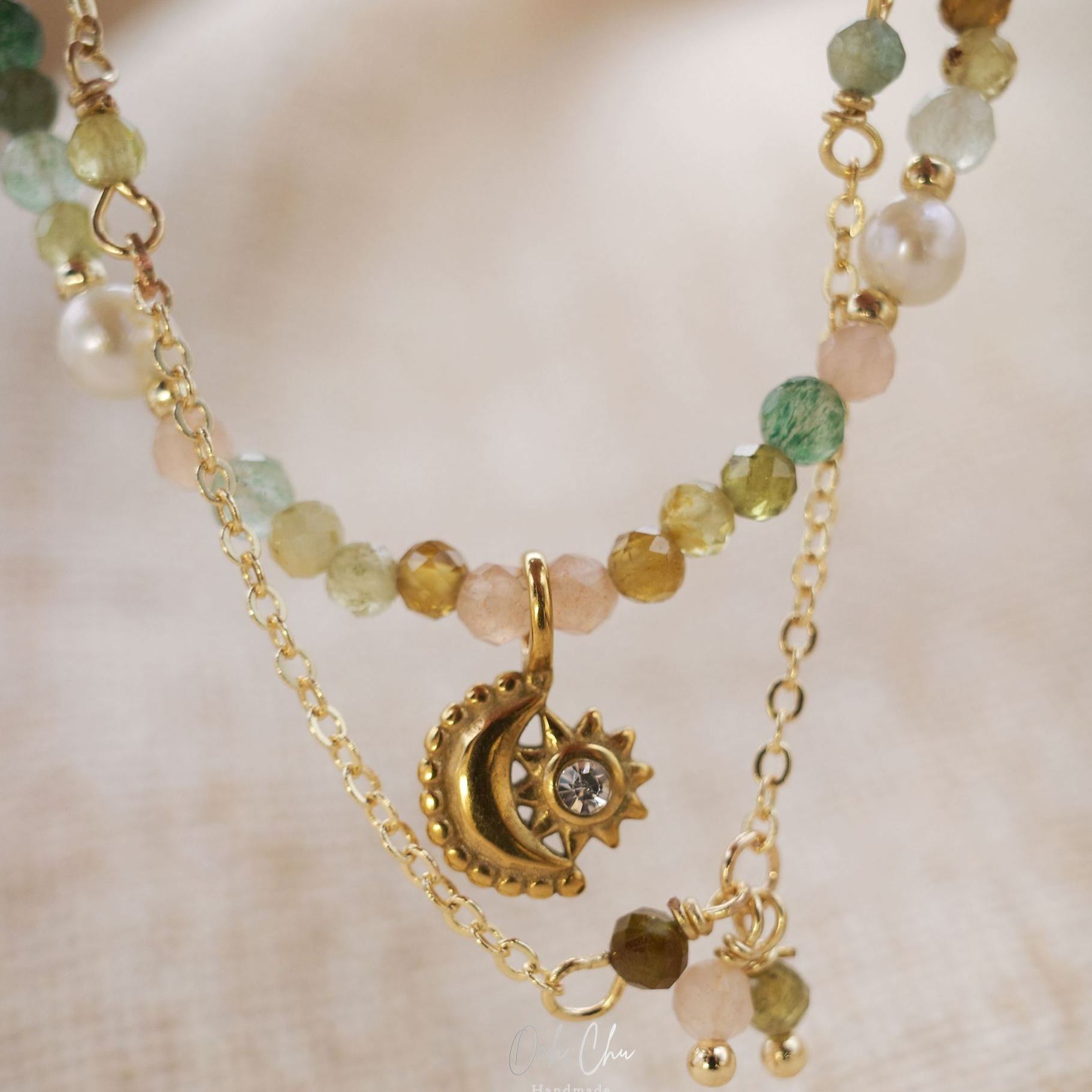 The Wizard of Green – Green Strawberry Quartz Vintage Double-Layered Bracelet