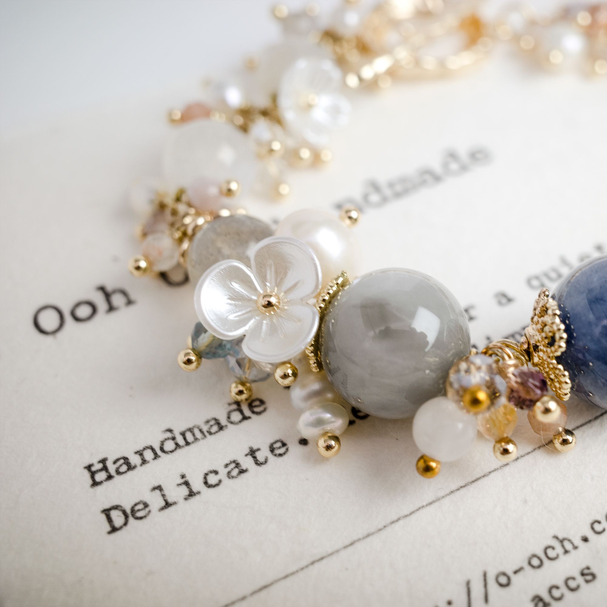Sunset Glow sunstone moonstone pearl bracelet 天然日光石月光石珍珠手鍊 14K包金
