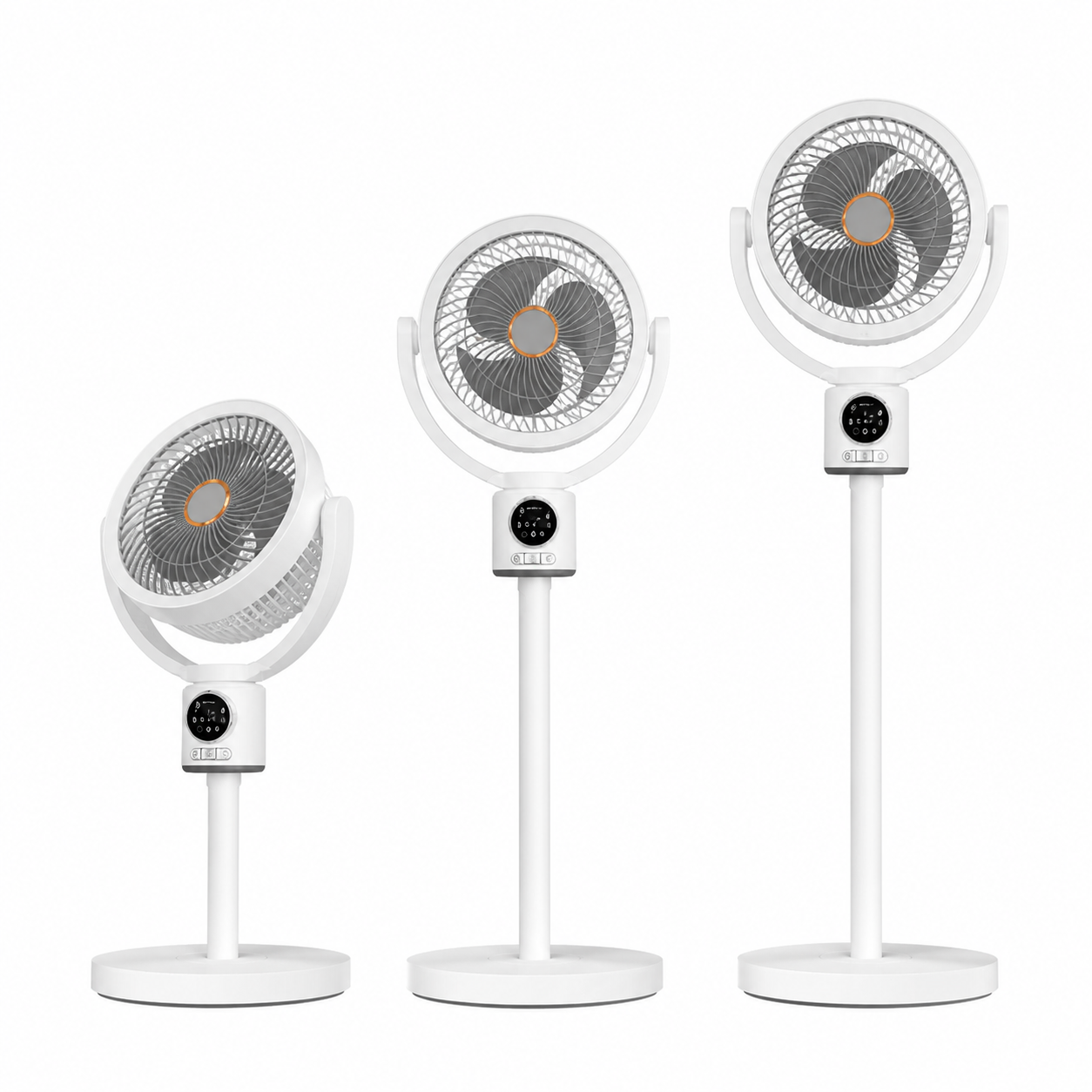 Quiet battery-powered pedestal fan