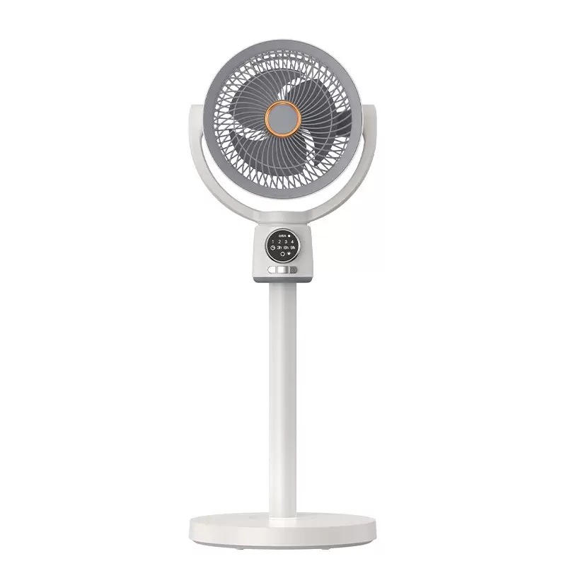 Quiet battery-powered pedestal fan