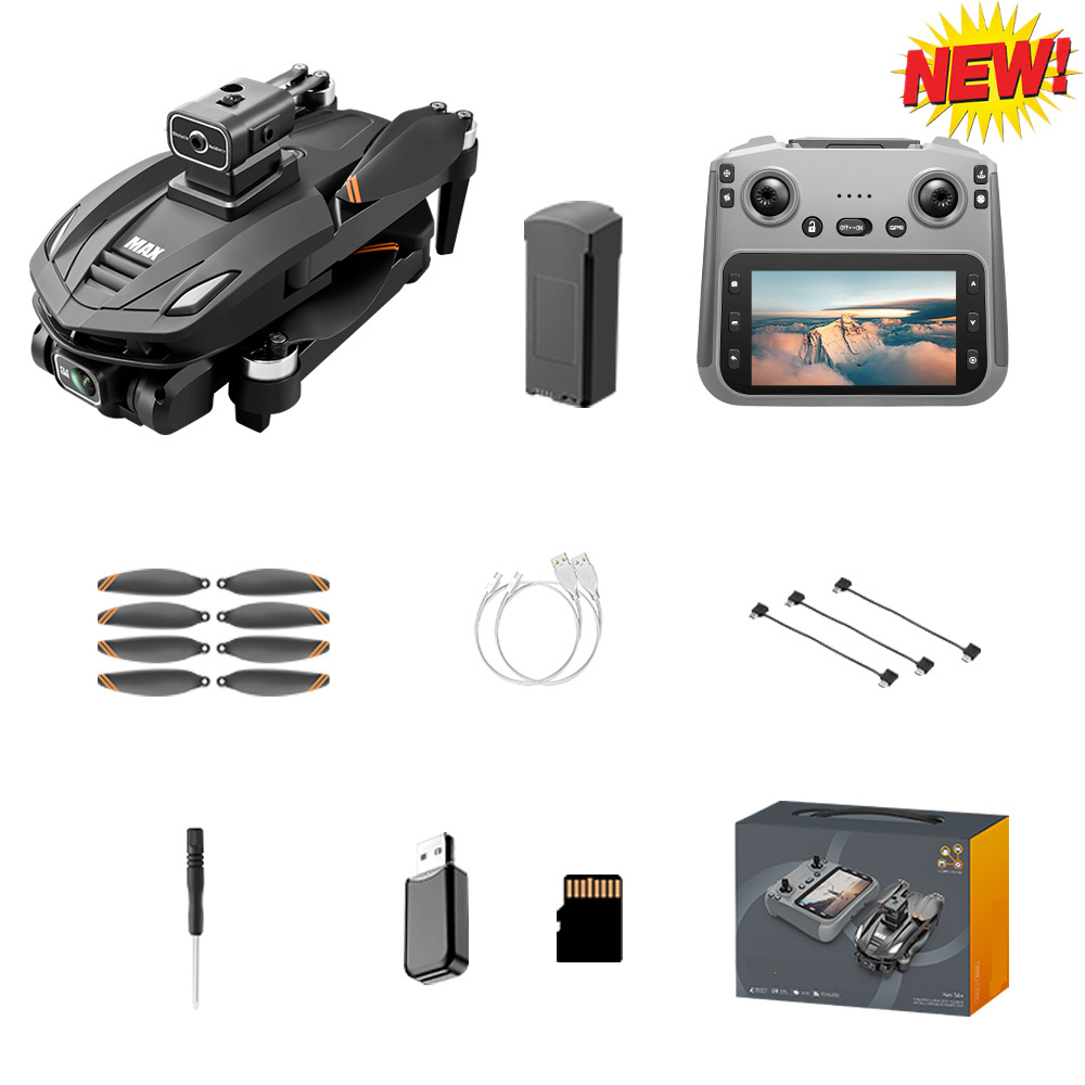 Drone with remote control, screen, and GPS