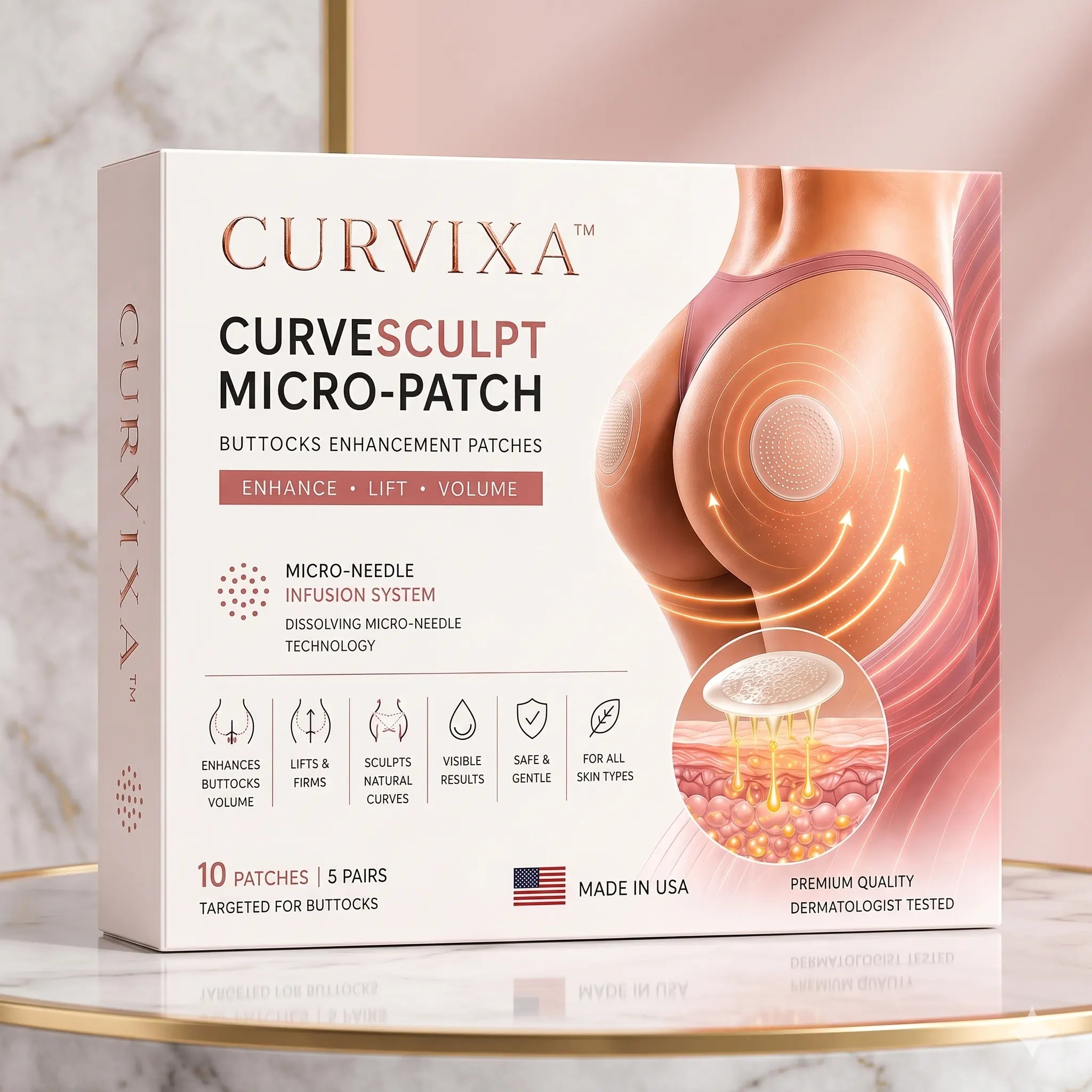 Curvixa™ CurveSculpt マイクロパッチ ✦ 下半身の曲線を整え、引き締め、なめらかに ✦ マイクロニードル浸透システム
