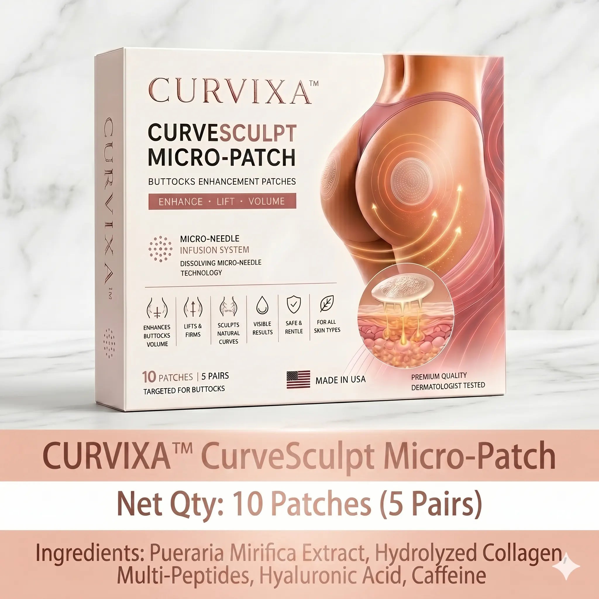 Curvixa™ CurveSculpt マイクロパッチ ✦ 下半身の曲線を整え、引き締め、なめらかに ✦ マイクロニードル浸透システム