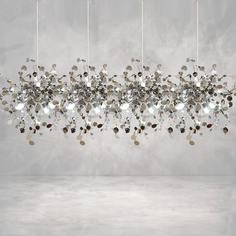 Hand-Made Stainless Steel Leaf Chandelier