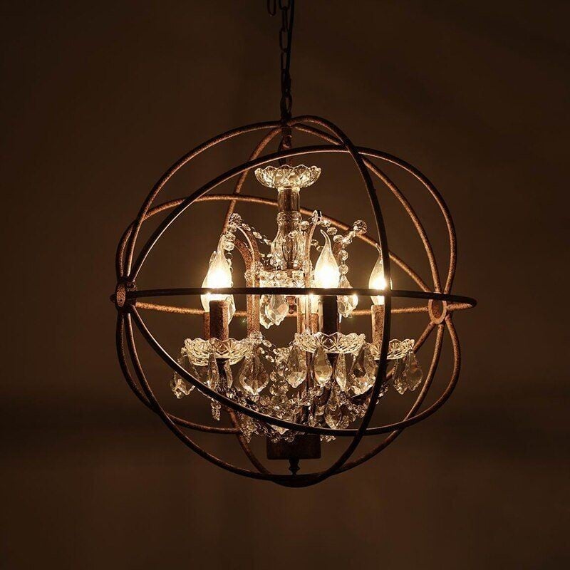 Retro Rust Iron Cage chandelier