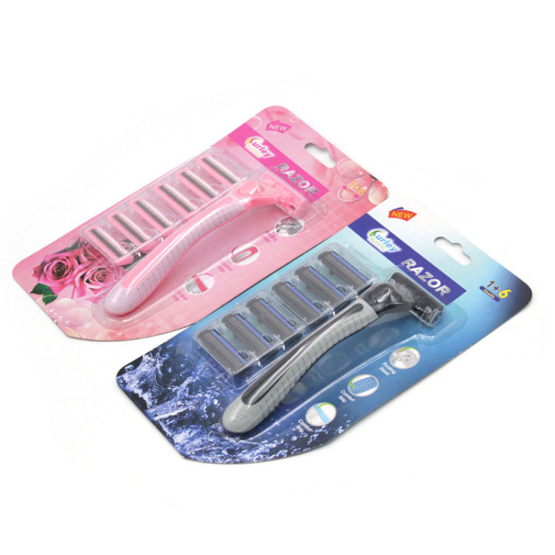Curley Women-s Pivoting Head Disposable Razor with Comfort Grip & Lubricating Strip