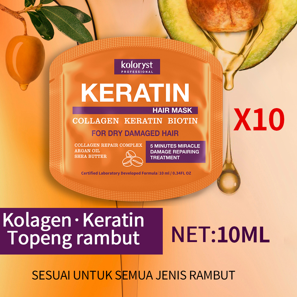 Topeng Rambut Koloryst dengan Kolagen, Keratin, Biotin, dan Minyak Argan (10 x 10ml)
