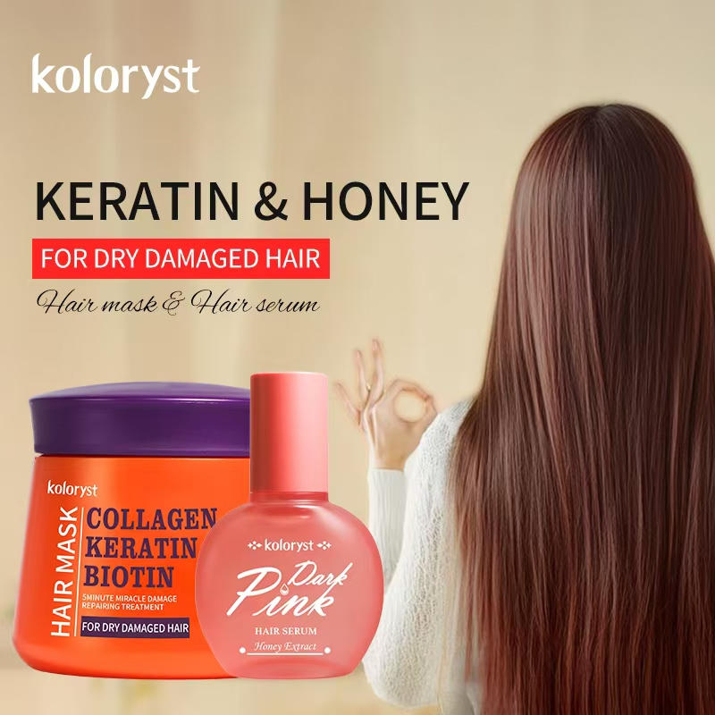 Koloryst Keratin Collagen Argan Oil Hairmask（500ml） + Halal Honey Camellia Hair Care Oil(70ml)