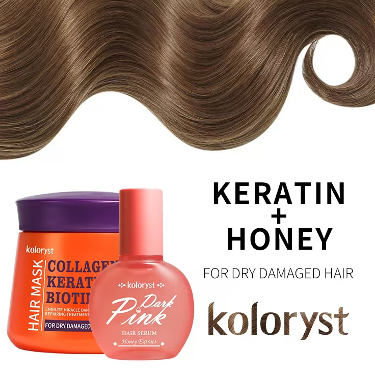 Koloryst Keratin Collagen Argan Oil Hairmask（500ml） + Halal Honey Camellia Hair Care Oil(70ml)