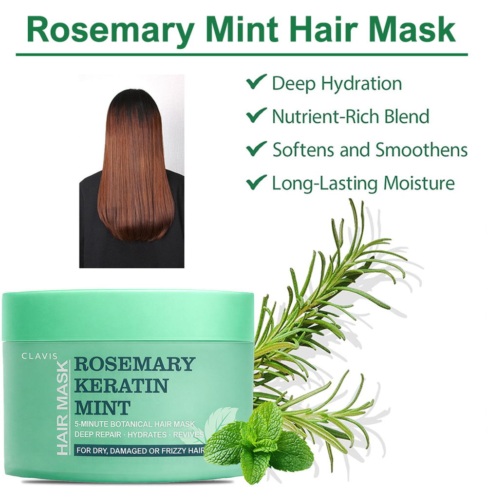 CLAVIS Rosemary Mint Keratin Hair Mask – Deep Repair, Hydration & Frizz Control