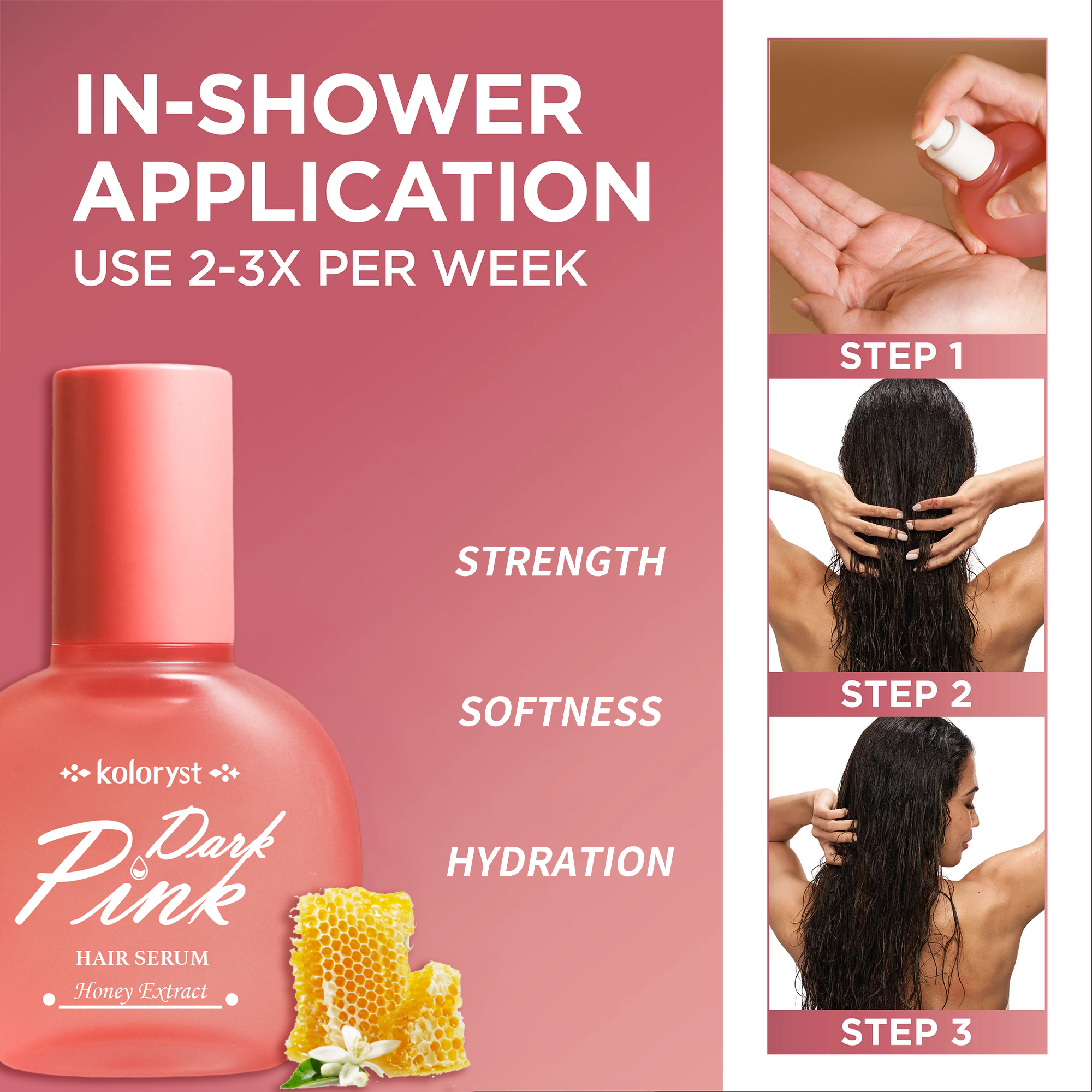 (Halal)Koloryst Honey Infused Dark Pink Hair Serum (70ml)Vitamin D & E hair oil