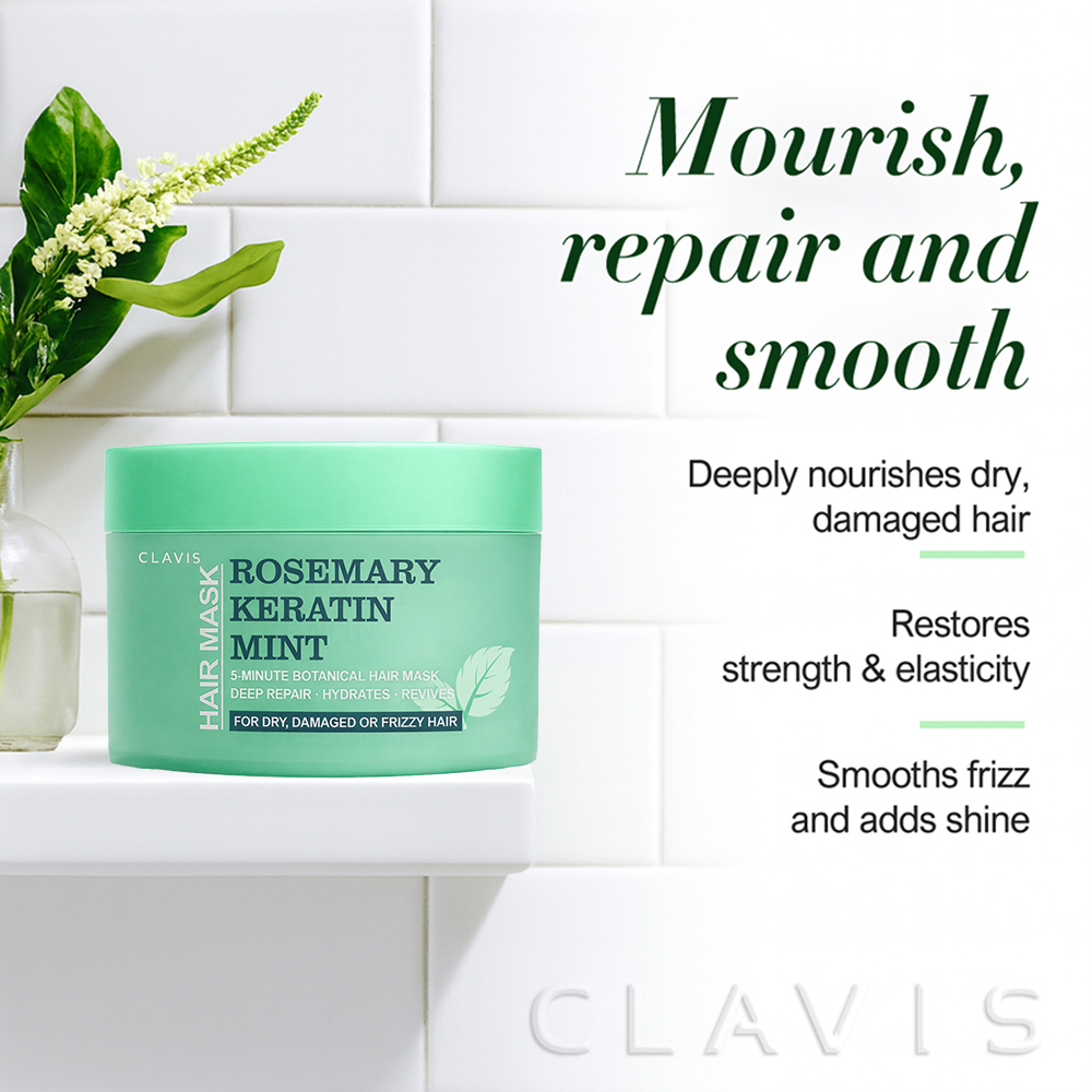 CLAVIS Rosemary Mint Keratin Hair Mask – Deep Repair, Hydration & Frizz Control