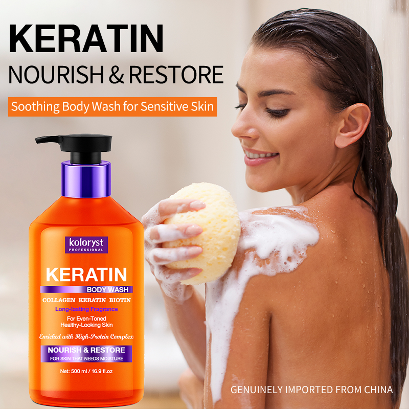 Pencuci Badan Penjagaan Keratin Koloryst (500ml) dengan Keratin, Vitamin B5, dan Ekstrak Oat