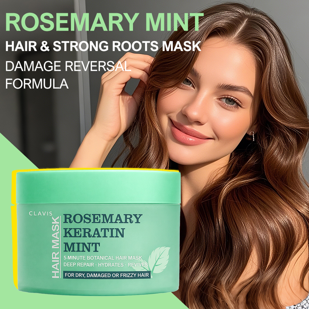 CLAVIS Rosemary Mint Keratin Hair Mask – Deep Repair, Hydration & Frizz Control