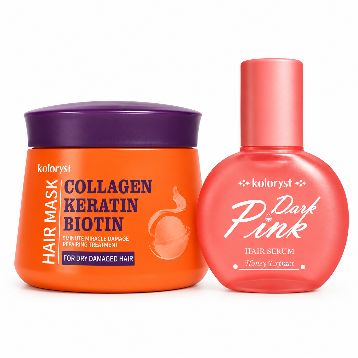 Koloryst Keratin Collagen Argan Oil Hairmask（500ml） + Halal Honey Camellia Hair Care Oil(70ml)