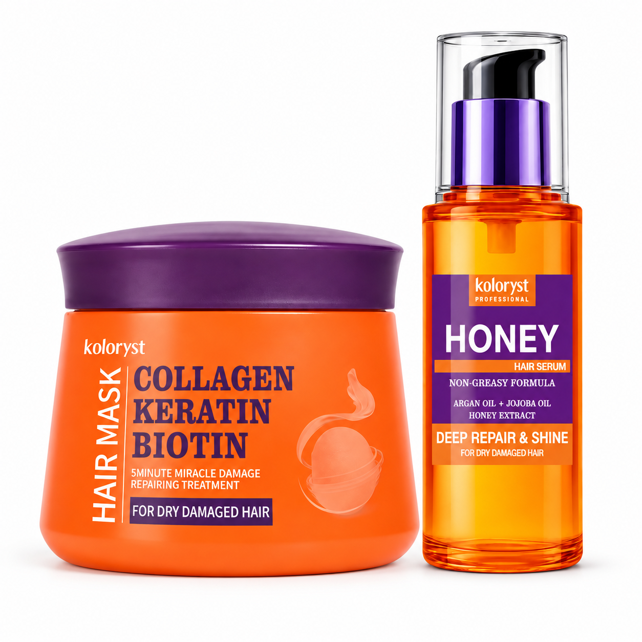 Koloryst Keratin Collagen Argan Oil Hairmask（500ml） + Honey Camellia Hair Care Oil(50ml)