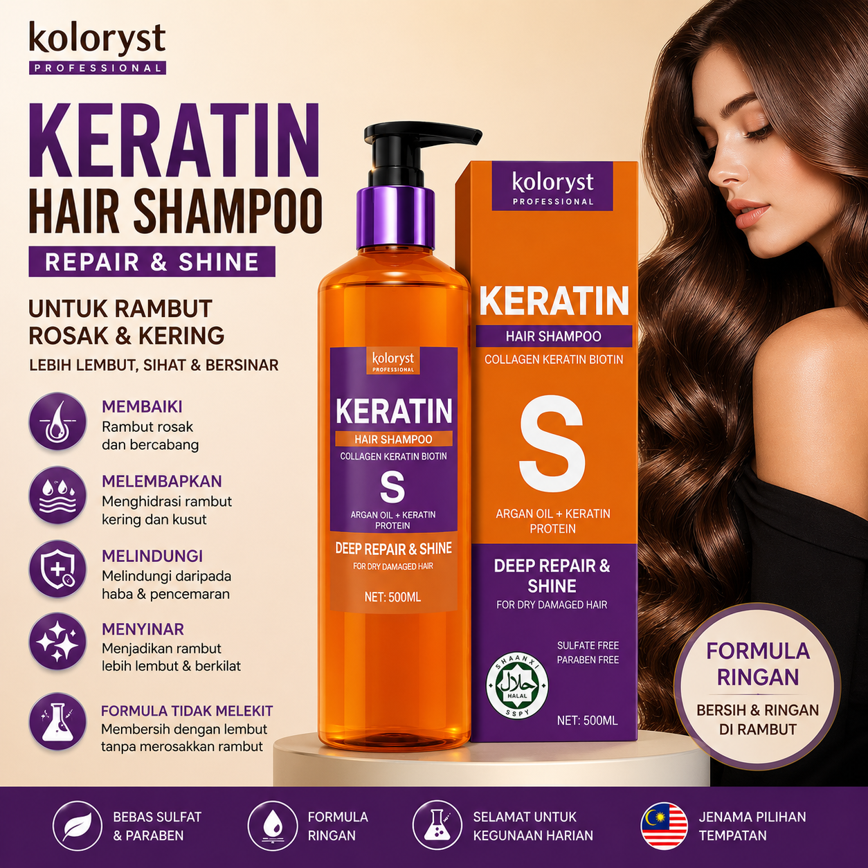 Syampu Keratin Koloryst (HALAL) 500ml
