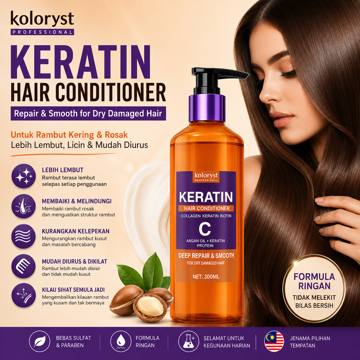 Perapi Rambut Keratin Koloryst 300ml