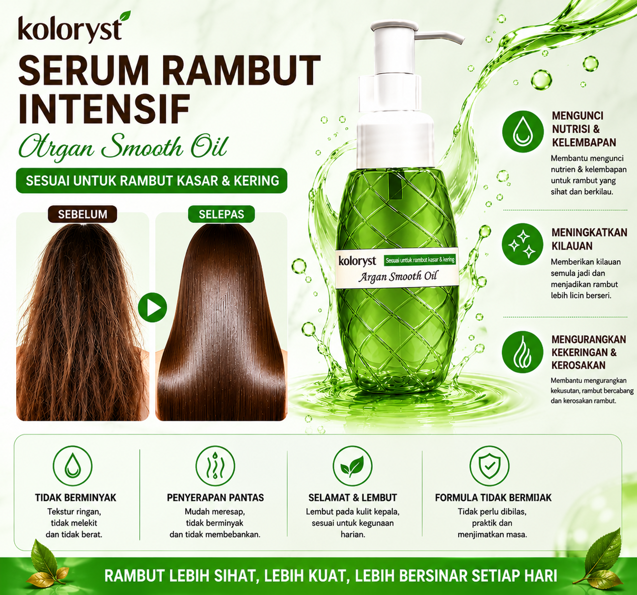 Serum Rambut 3 Warna Koloryst untuk Rambut Tipis/Kasar (100ml)