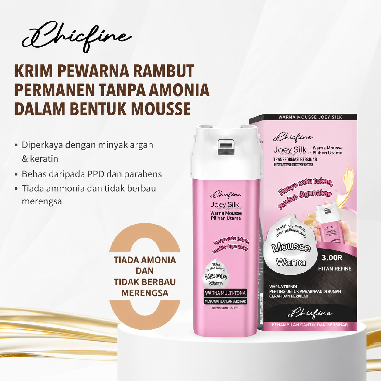 Pewarna Rambut Mousse Koloryst Joey Silk Superior (Tekan Sekali) - 6 Warna