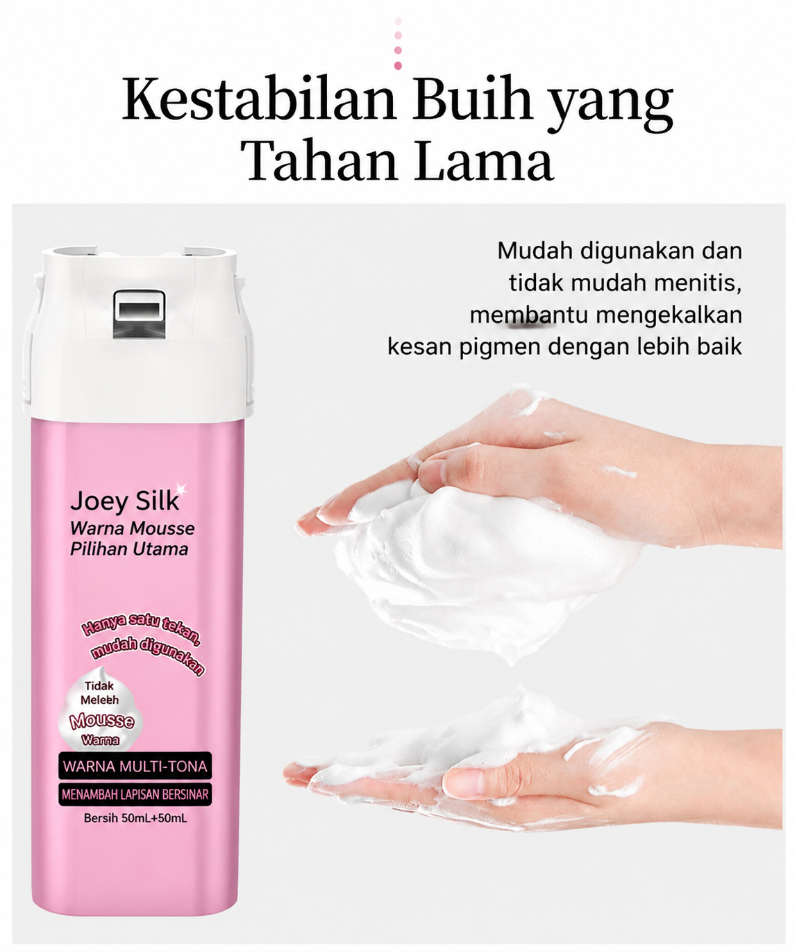 Pewarna Rambut Mousse Koloryst Joey Silk Superior (Tekan Sekali) - 6 Warna