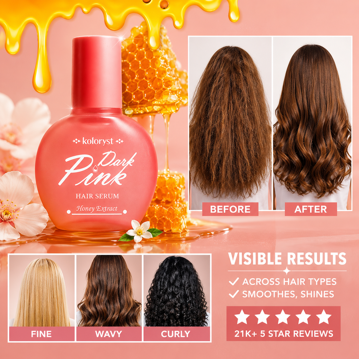 Serum Rambut Koloryst Madu Merah Jambu Gelap (70ml) – (Halal)