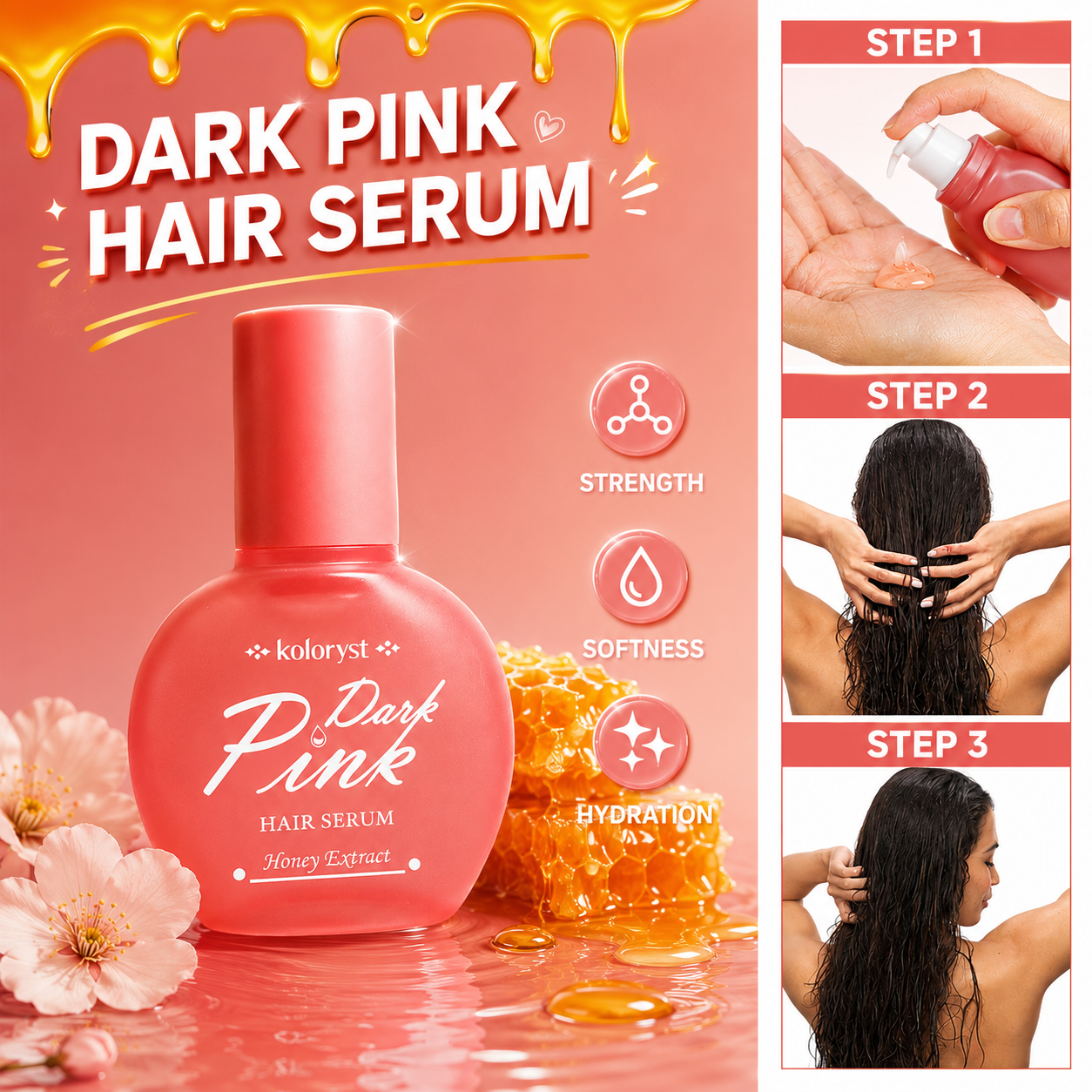 Serum Rambut Koloryst Madu Merah Jambu Gelap (70ml) – (Halal)