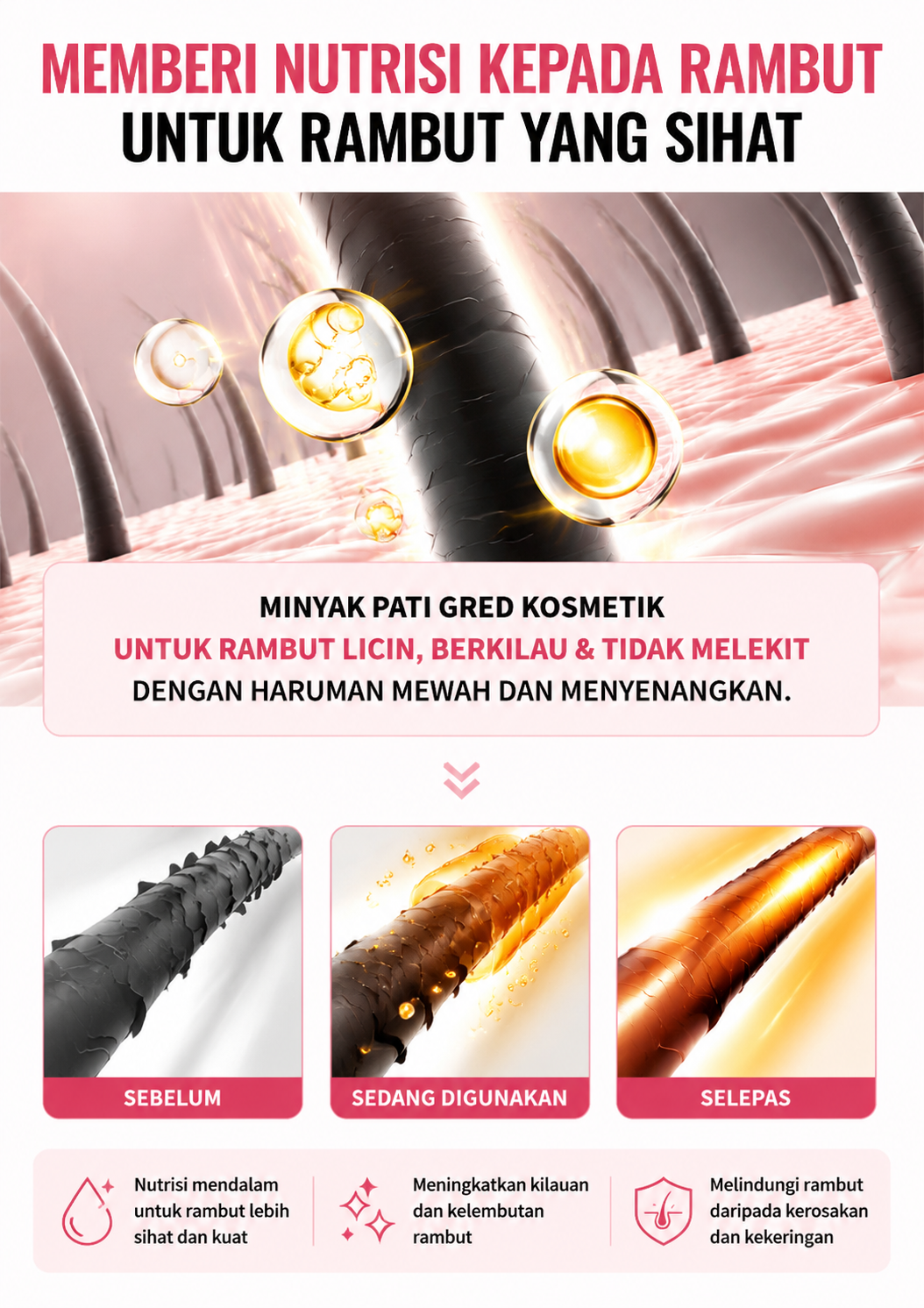 Serum Rambut Koloryst Madu Merah Jambu Gelap (70ml) – (Halal)