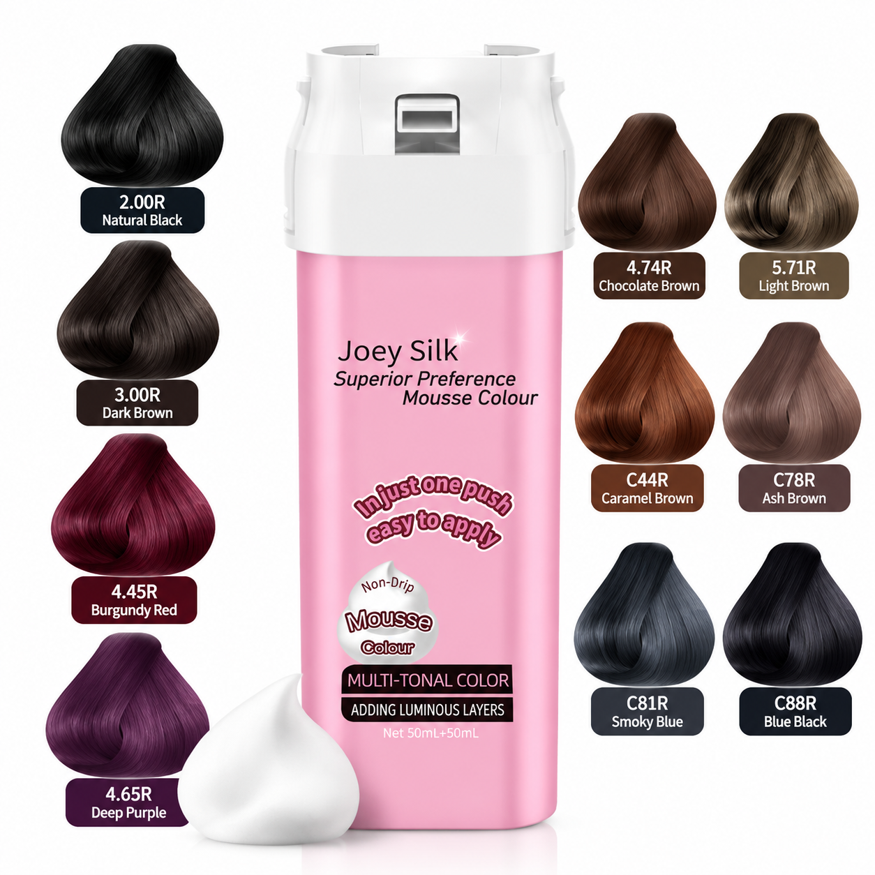 Koloryst Joey Silk Superior Hair Color Mousse (One Press) - 6 Colors