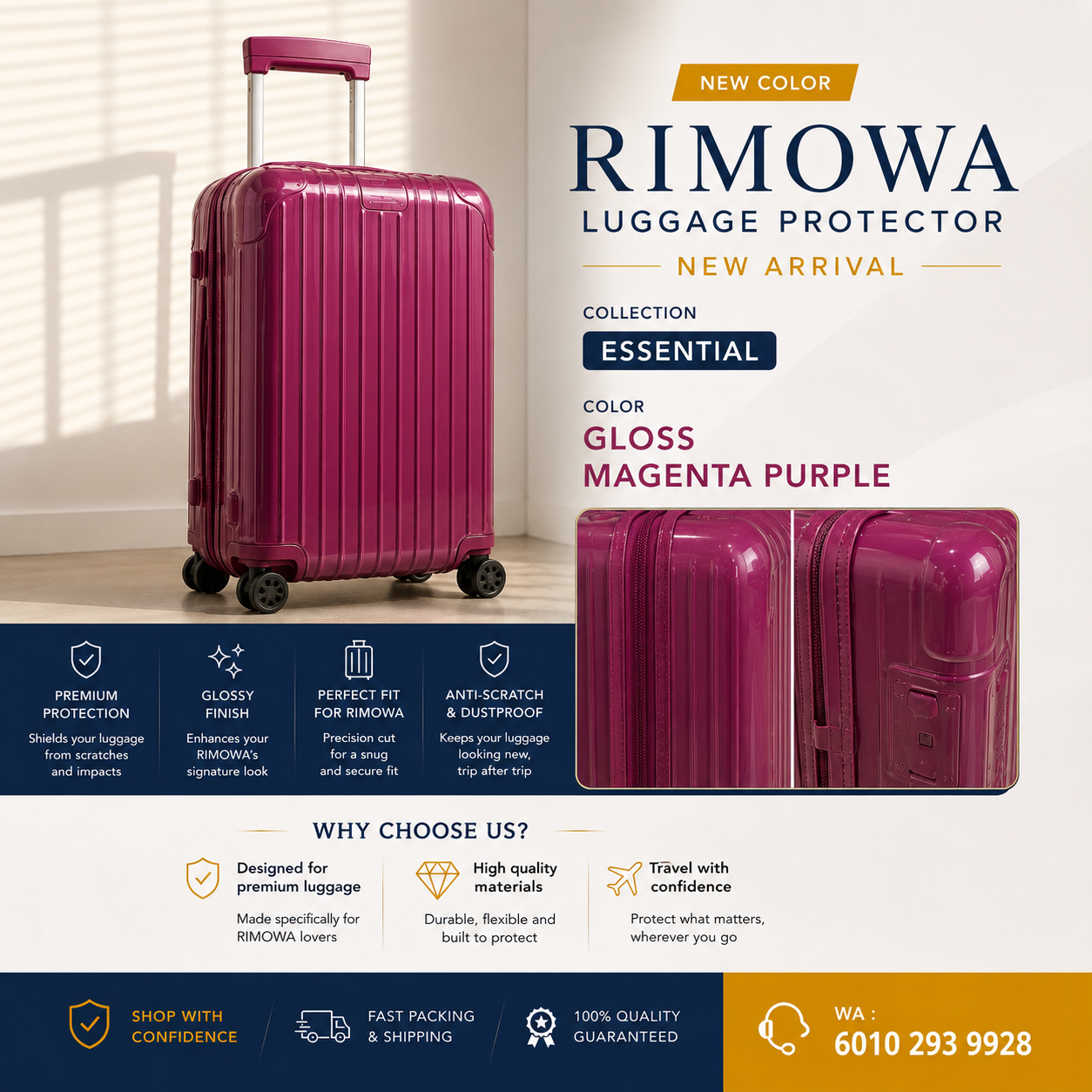 Rimowa Luggage Protector - Essential Collection (Magenta Purple)