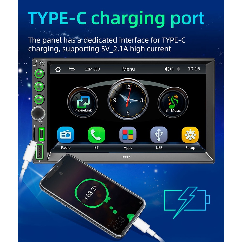 汽車音響多媒體播放7寸通用機 MP5播放軟體 手機互聯 carplay android auto usb player-xuanming