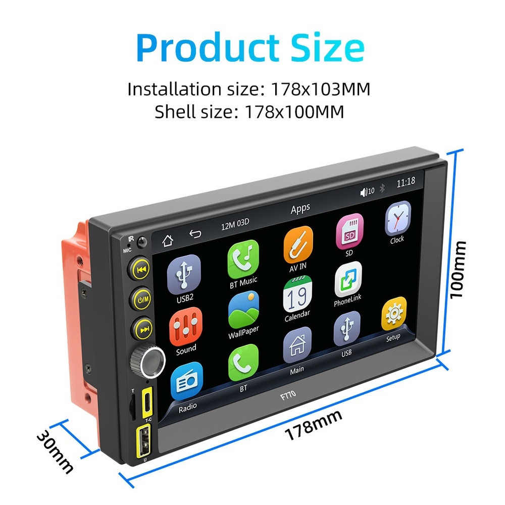 汽車音響多媒體播放7寸通用機 MP5播放軟體 手機互聯 carplay android auto usb player-xuanming