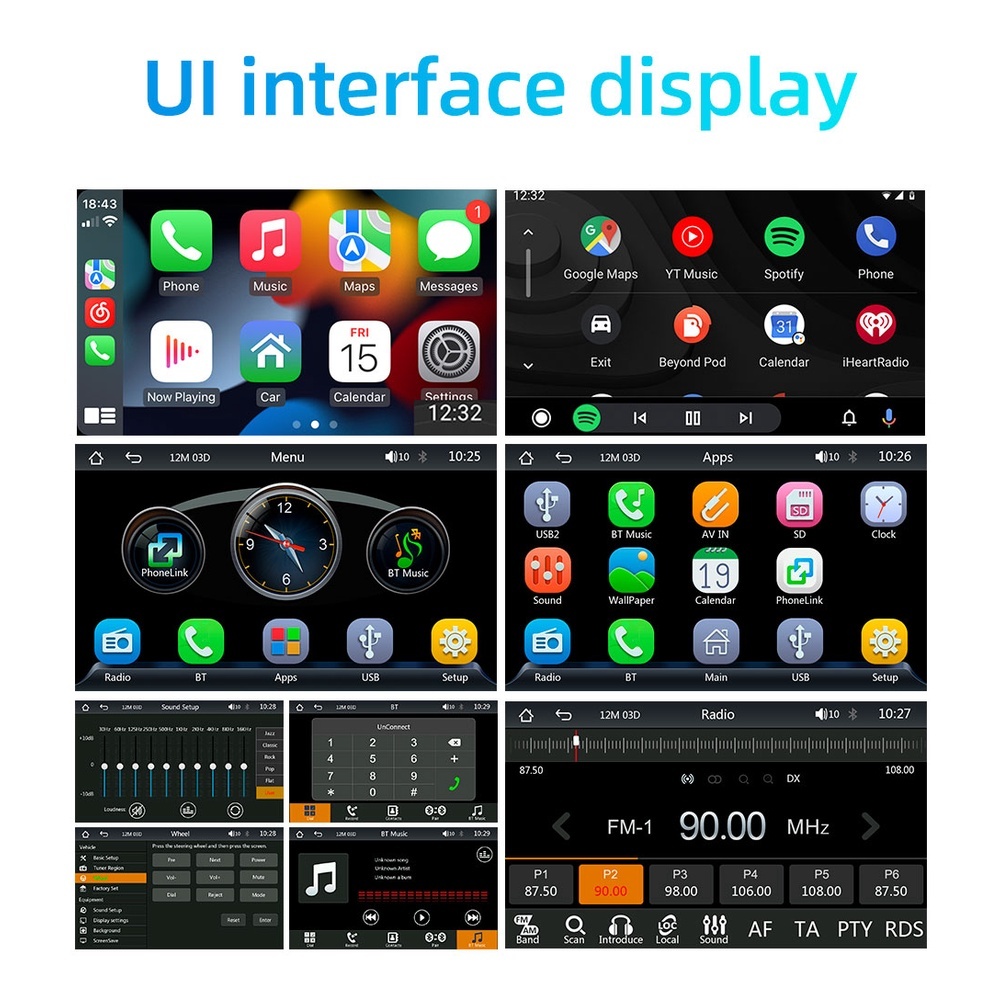 汽車音響多媒體播放7寸通用機 MP5播放軟體 手機互聯 carplay android auto usb player-xuanming