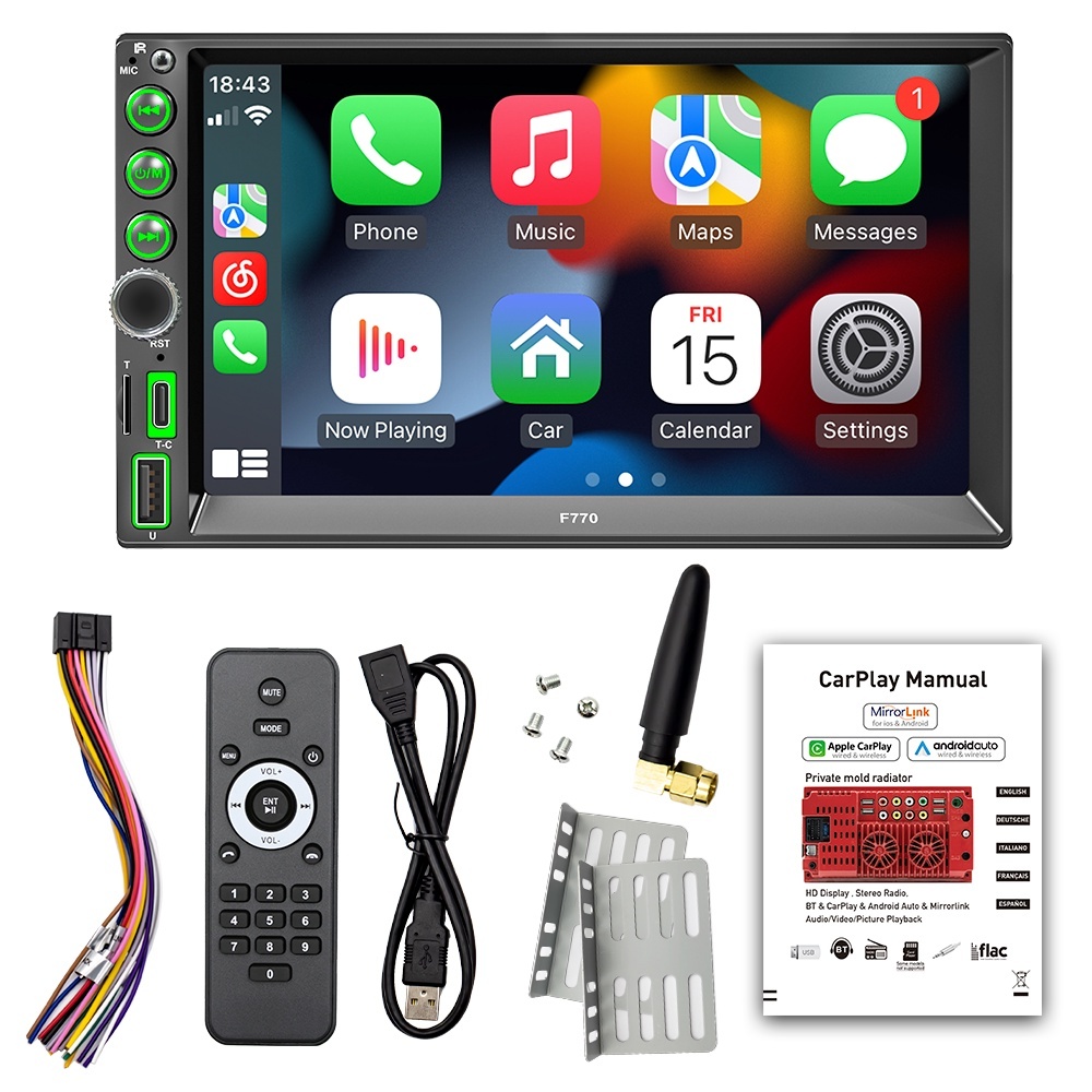 汽車音響多媒體播放7寸通用機 MP5播放軟體 手機互聯 carplay android auto usb player-xuanming