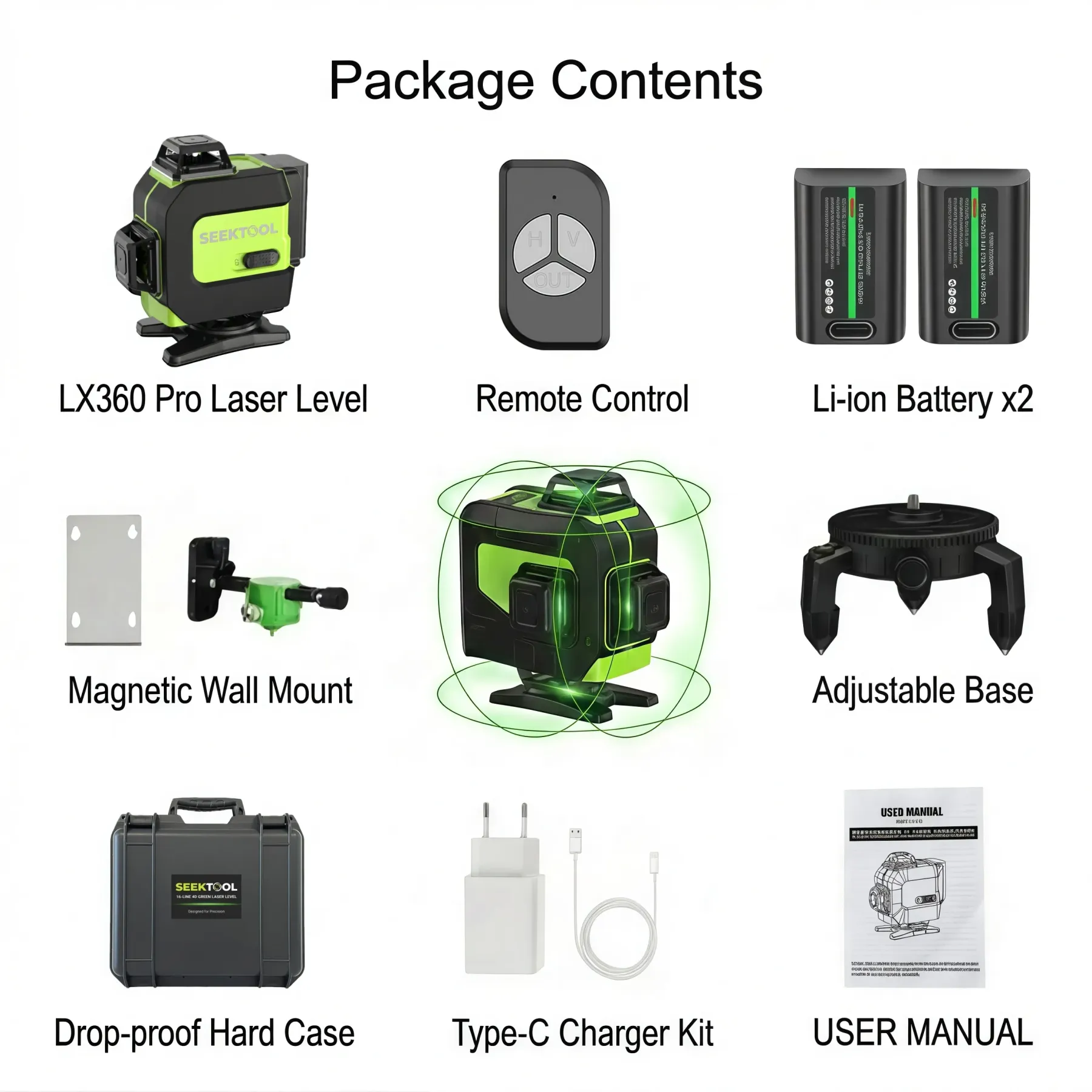 SEEKTOOL LX360 Pro 4D 16-Lines Laser Level