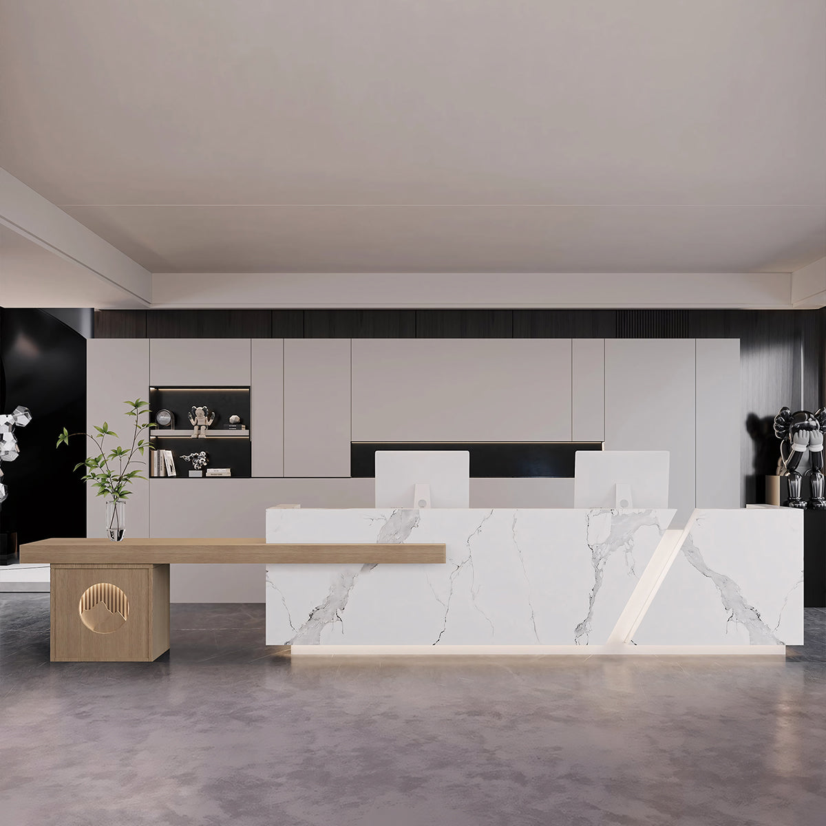 Modern Rectangular Imitation Marble Company Hotel Multi-Person Reception Desk JDT-2166