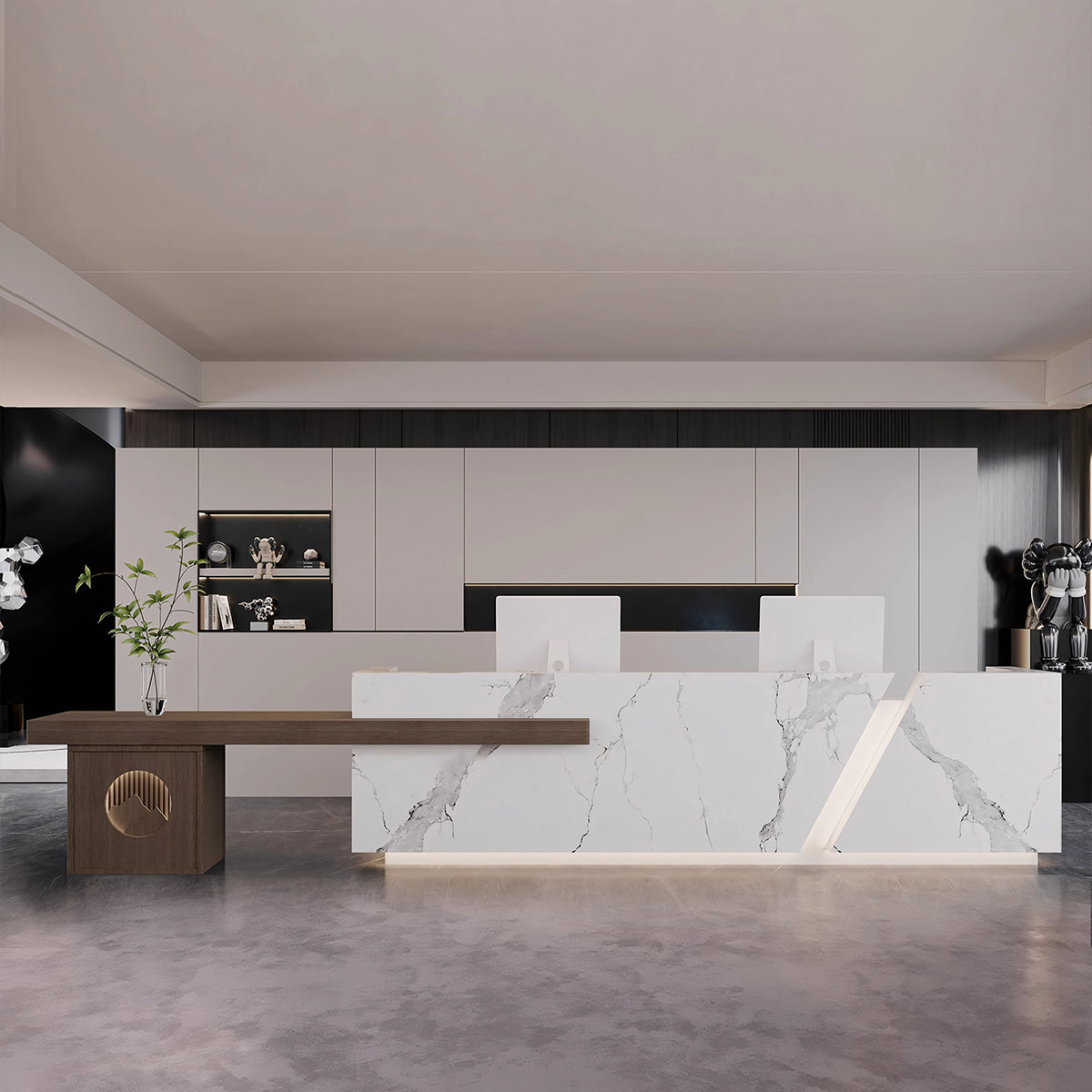 Modern Rectangular Imitation Marble Company Hotel Multi-Person Reception Desk JDT-2166